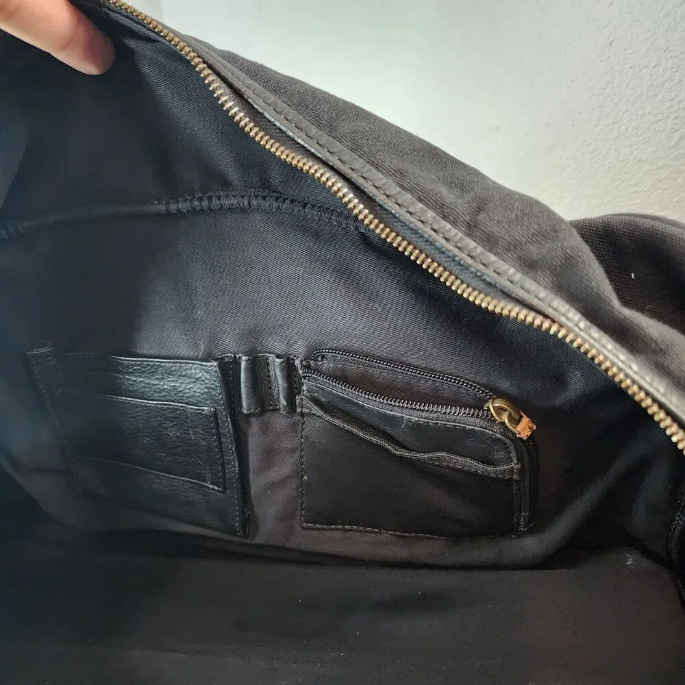 RARE Jordan Brand x Cole Haan Black Leather Canvas Collab Weekender Duffle Bag